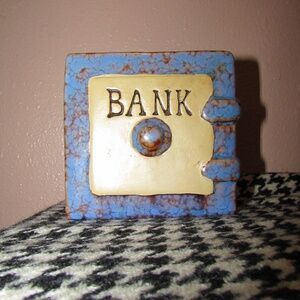 vintage ceramic bank vault piggy bank